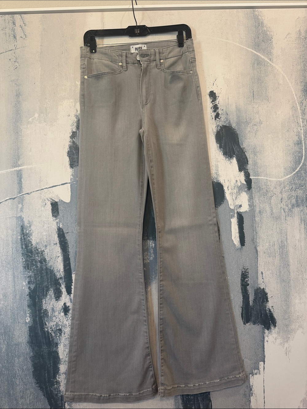 NWOT PAIGE Genevieve Wide-Leg Jeans in Light Gray Wash